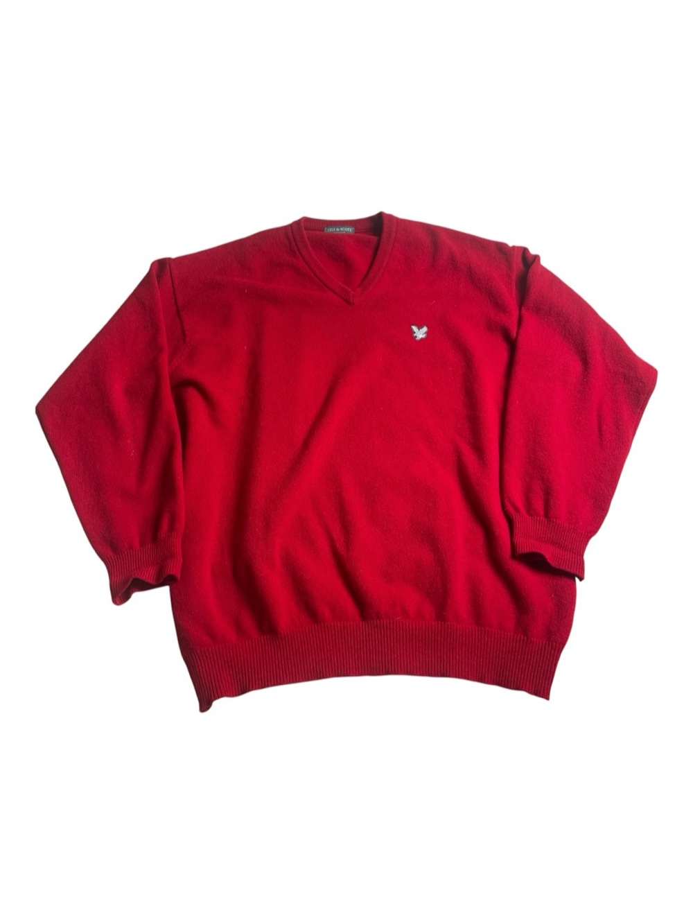 Lyle & Scott Scotland Red V-Neck Pure Wool Sweater – Size XL